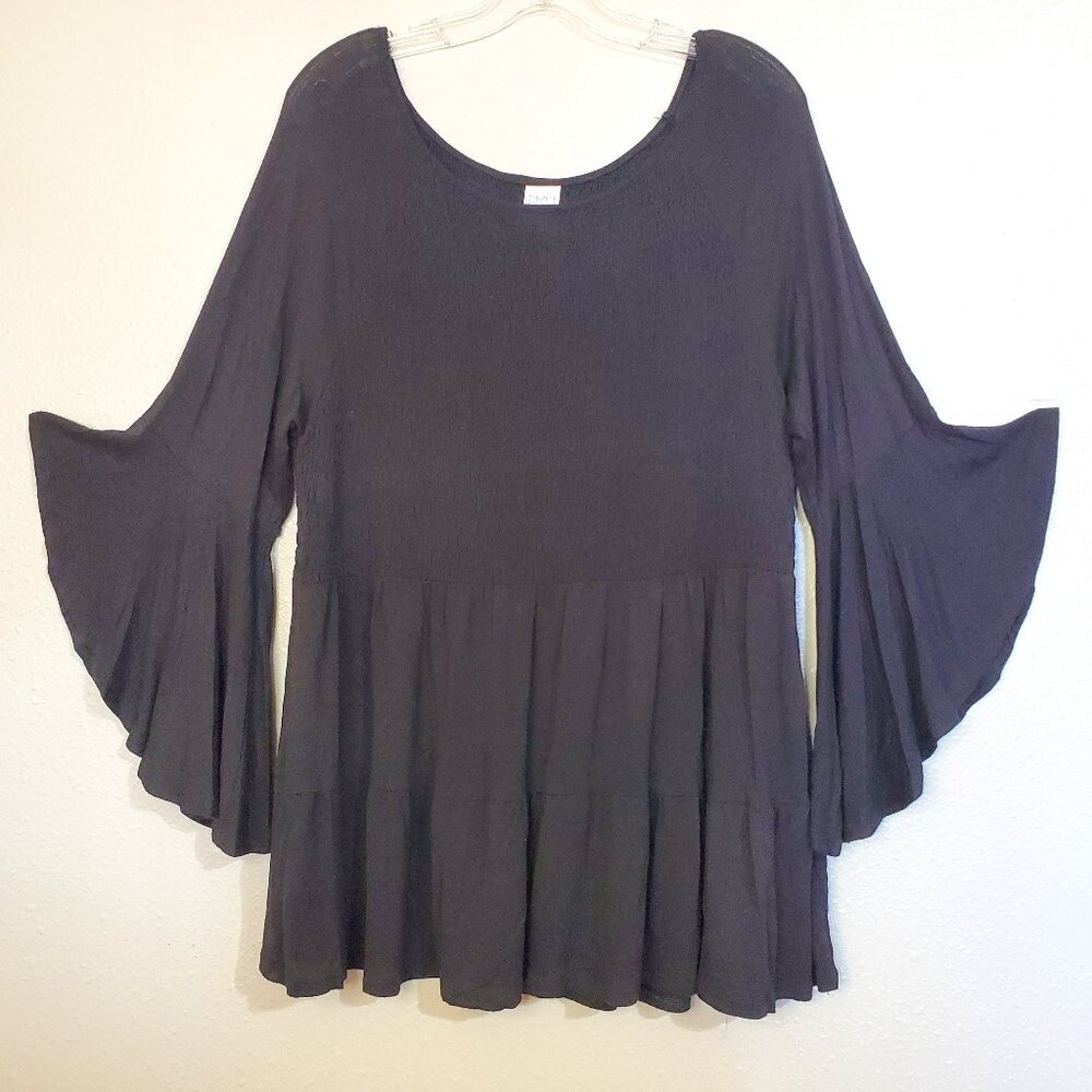 Time and Tru Smocked Blouse Bell Sleeves Tunic Women's XL